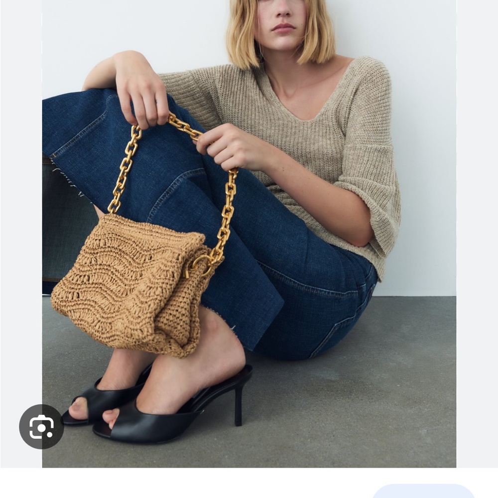 Zara Straw Chain Shoulder Strap  - NWTags